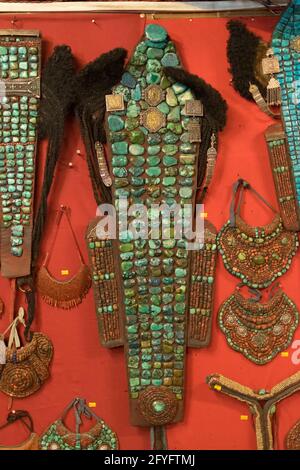 Tibetan dress called perok in Ladakh, on display at local market , Leh, Ladakh, India. These dresses are traditional festive dresses for Ladakhi peopl Stock Photo