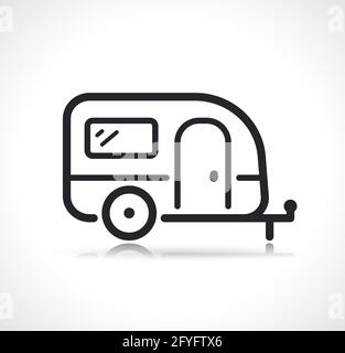 caravan trailer thin line icon isolated design Stock Vector