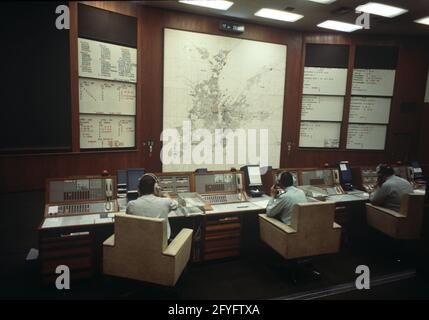 BELFAST, UNITED KINGDOM - SEPTEMBER 1978. Belfast RUC control Room, Royal Ulster Constabulary, Northern Ireland, 1970s Stock Photo