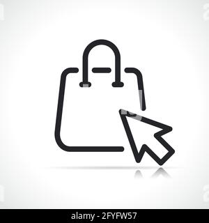 shop bag and computer cursor line icon Stock Vector