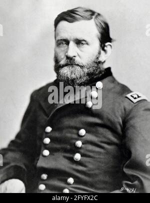 USA Studio portrait of Ulysses Simpson Grant while he served as a Union General during the American Civil War Stock Photo