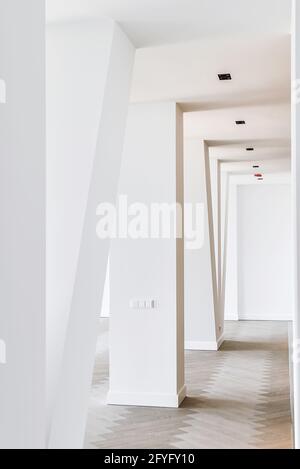Image showcasing Luxury open plan penthouse apartment with parquet flooring and row of ...