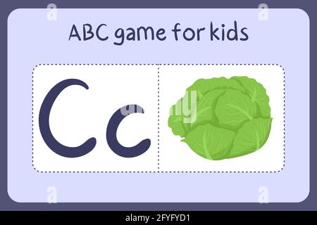 Puzzle game for kids. Vegetable cabbage. Cutting practice. Education ...