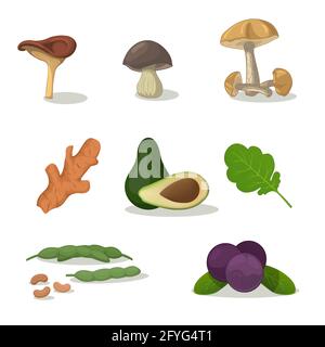 Vegetables icon collection - vector color illustration isolated on white set Stock Vector