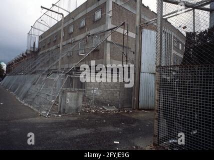 BELFAST, UNITED KINGDOM, September 1978. Fortified RUC, Royal Ulster Constabulary Police Station, Belfast during The Troubles, 1970s Stock Photo