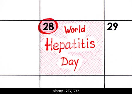 Reminder World Hepatitis's Day in calendar. July 28 Stock Photo