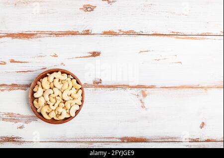Cashew nuts in wooden bowl Stock Photo