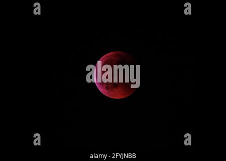 Red moon during eclipse in July 2018 Stock Photo