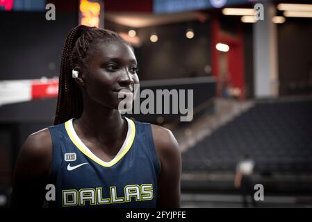 May 27, 2021, Atlanta, GA, USA: AWAK KUIER, from Finland, plays in her first match with WNBAÃs Dallas Wings against Atlanta Dream. (Credit Image: © Robin Rayne/ZUMA Wire) Stock Photo