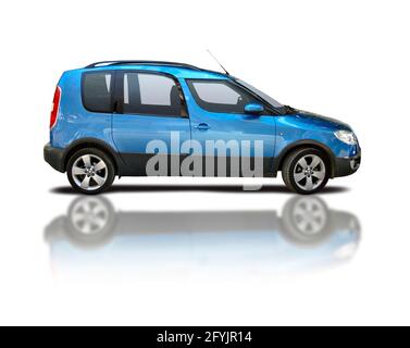 Skoda Roomster side view isolated on white background Stock Photo - Alamy