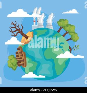 world with environmental issues Stock Vector