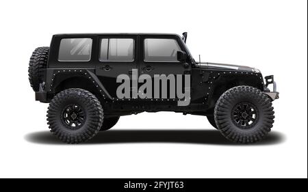 Jeep Wrangler Call of Duty edition side view isolated on white background Stock Photo