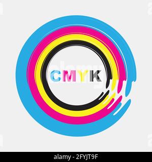 cmyk printing circle waves isolated on grey tint background Stock Vector