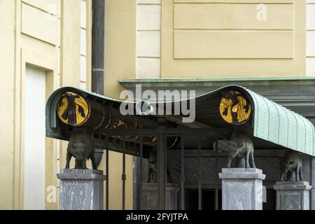 Prague dome caste building detail close up Stock Photo