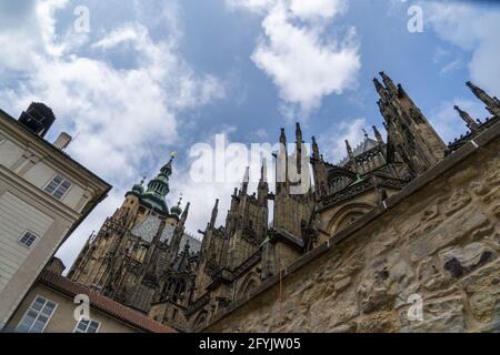 Prague dome caste building detail close up Stock Photo