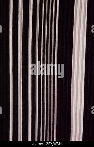 Vertical shot of black and white striped fabric texture Stock Photo