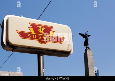 Subway sign in Toronto, Ontario, Canada. The rapid transport system Stock Photo