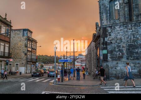 PORTO, PORTUGAL - OCTOBER 16, 2017: Infante Dom Henrique street in Porto, Portugal. Stock Photo