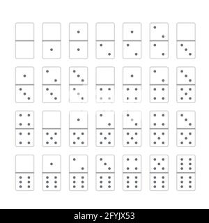 Dominos bones with shadows, set 28 pieces for game, isolated on
