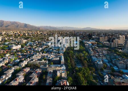 Aerial view of Bustamante Park at Providencia district in Santiago de Chile. Stock Photo