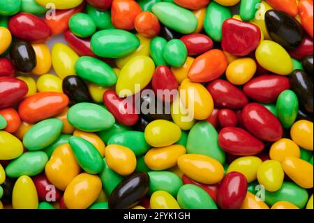 Multicolor tasty candies macro close up view Stock Photo
