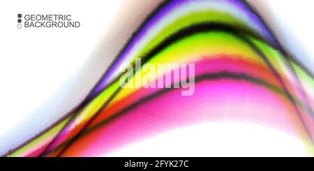 Geometric abstract background with waves in blurred colors Stock Vector
