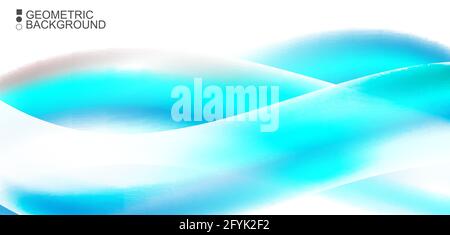 Geometric abstract background with waves in blurred colors Stock Vector