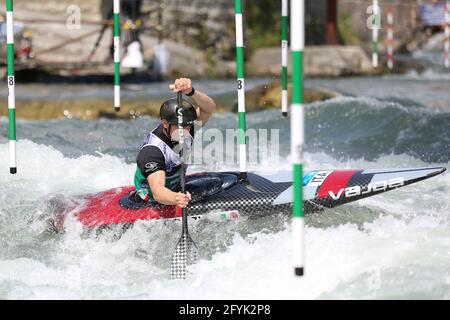 Flavio MICOZZI of Italy competes in the Men's Canoe (C1) semifinals