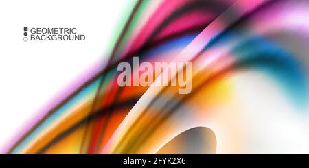 Geometric abstract background with waves in blurred colors Stock Vector
