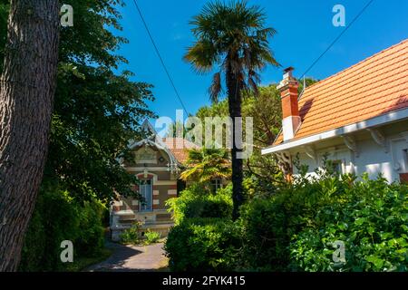 Arcachon, France, Scenes, The Ville d'Hiver Old Architecture, Historic District, Private Houses, Stock Photo