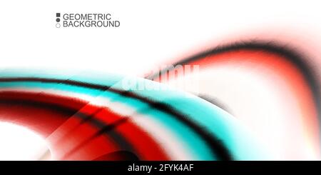 Geometric abstract background with waves in blurred colors Stock Vector