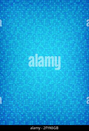 Water on swimming pool floor with tiles. pool background for summer poster Stock Vector