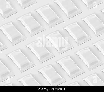 White Cocolate Bar Packaging Mockup, Blank Plastic Candy Container, 3D Rendering isolated on light background Stock Photo