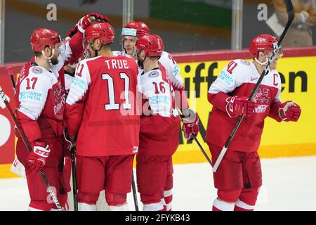 Denmark Hockey #41 Jesper Jensen-Aabo Men's 2022 Winter Olympics Away Jersey  - Red Men's