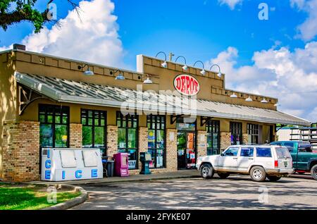 Foley Depot gas station is pictured, May 27, 2021, in Foley, Alabama. The Chevron gas station is famous for its barbecue. Stock Photo