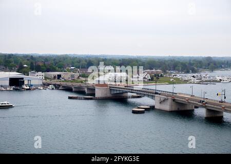 View from the Jim Kress Maritime Lighthouse Tower Baumgartner Observation Deck at Door County Maritime Museum, Sturgeon Bay, Wisconsin Stock Photo