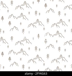 Forest seamless simple outline style pattern. Vector texture illustration for print Stock Vector