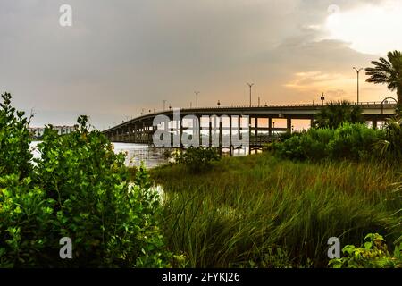 Bridge over the Halifax River, intercoastal waterway, Ormond Beach, Florida Stock Photo