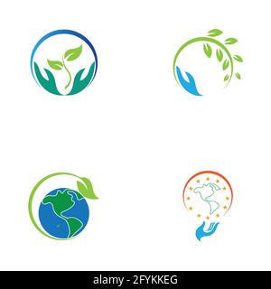 creative happy earth day logo set  illustration design template Stock Vector