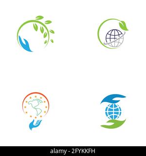 creative happy earth day logo set  illustration design template Stock Vector
