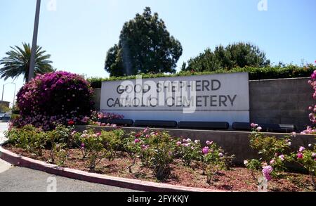 Huntington Beach, California, USA 27th May 2021 A general view of atmosphere of Good Shepherd Catholic Cemetery on May 27, 2021 in Huntington Beach, California, USA. Photo by Barry King/Alamy Stock Photo Stock Photo