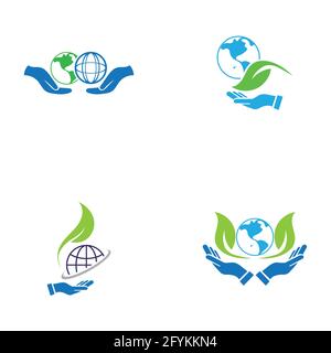 creative happy earth day logo set  illustration design template Stock Vector