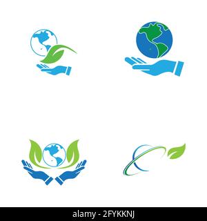 creative happy earth day logo set  illustration design template Stock Vector