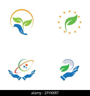 creative happy earth day logo set  illustration design template Stock Vector
