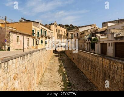 Walking Around the Beautiful Streets of Scicli, Province of Ragusa, Sicily Italy. Stock Photo