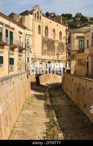 Walking Around the Beautiful Streets of Scicli, Province of Ragusa, Sicily Italy. Stock Photo