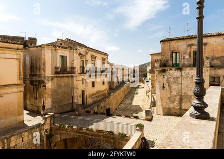 Walking Around the Beautiful Streets of Scicli, Province of Ragusa, Sicily Italy. Stock Photo