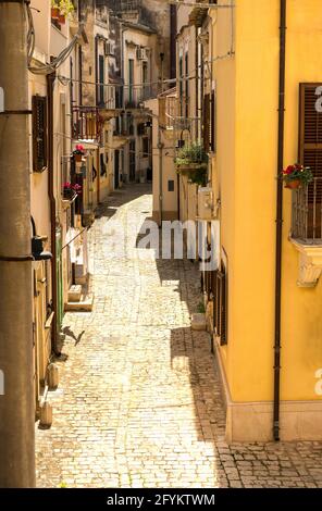 Walking Around the Beautiful Streets of Scicli, Province of Ragusa, Sicily Italy. Stock Photo