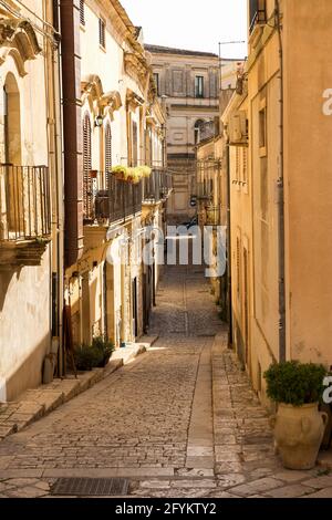 Walking Around the Beautiful Streets of Scicli, Province of Ragusa, Sicily Italy. Stock Photo