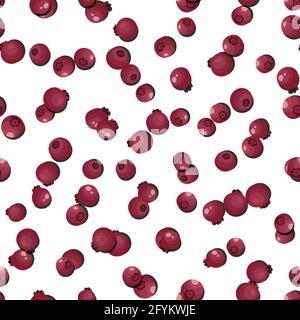 Seamless pattern with blueberry on white background. Natural fresh ripe tasty blueberries. Vector illustration for background, packaging, textile Stock Vector